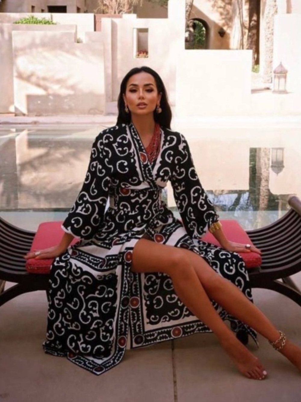 Zara printed maxi dress